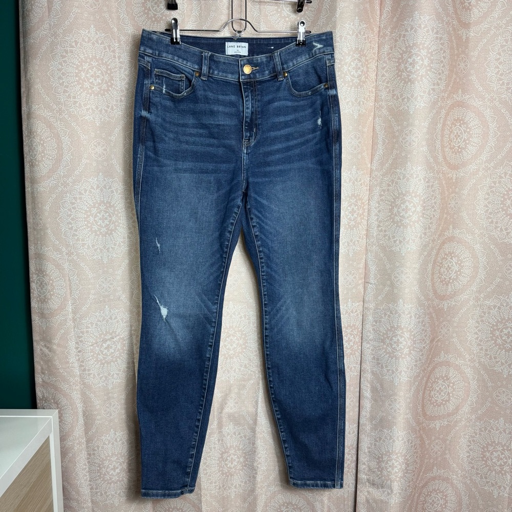 Lane Bryan High Rise Curvy Fit Skinny Stretch Blue Denim Jeans Size 16 LONG